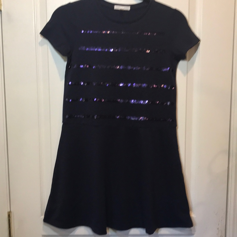 Rockets of Awesome Navy sequin stripe dress Girls size 10